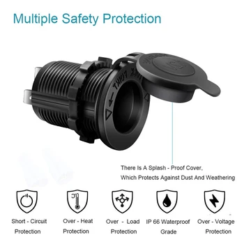 

Cigarette Lighter Socket 12V 24V Motorcycle Car Auto Boat Tractor Power Outlet Socket Receptacle Waterproof Plug Black Dropship