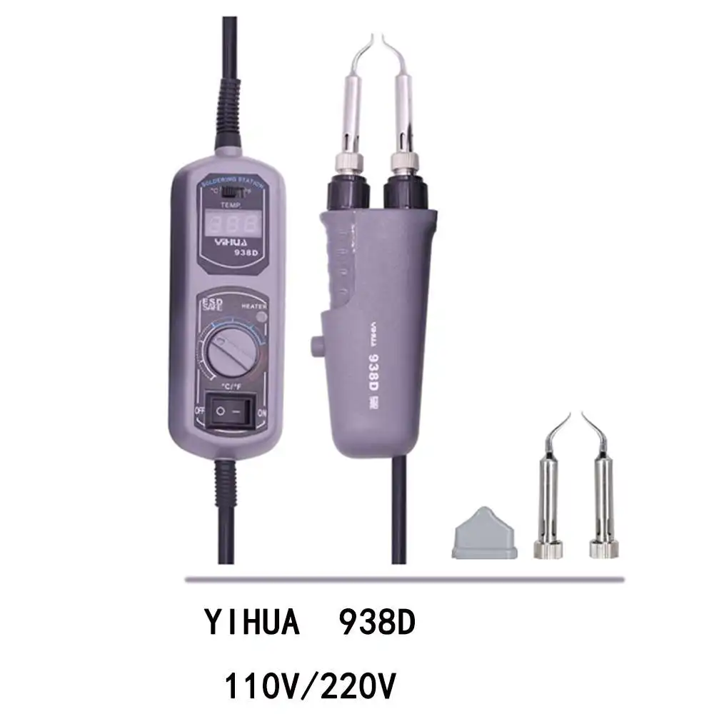 C YIHUA 110 V/220 V EU/US PLUG 938D портативный Пинцет Мини паяльная станция горячий Пинцет для ремонта BGA SMD - Цвет: C