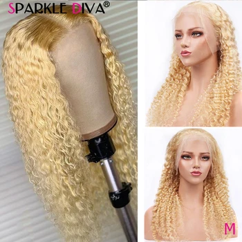 

613 Blonde Glueless Lace Front Human Hair Wigs Brazilian Loose Deep wave 150 Density 13x1 Lace Front Wig Remy Human Hair Wigs