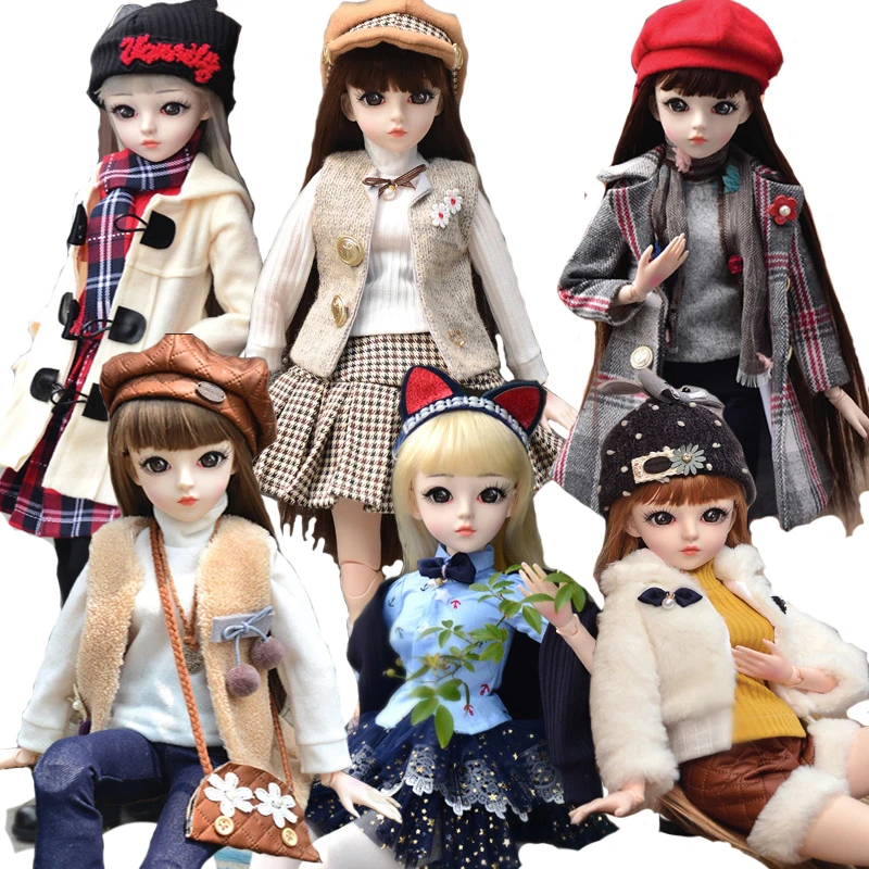 

Cool 60CM Bjd Doll 1/3 18 Joints DIY Dolls With Winter Clothes Beauty DIY Bjd Toy Doll Best Gifts For Girl Fashion Handmade Toy