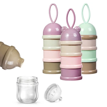 

3 Layer Portable Newbon Baby Food Storage Box Cartoon Pig Essential Cereal Milk Powder Boxes Infant Kids Formula Milk Container