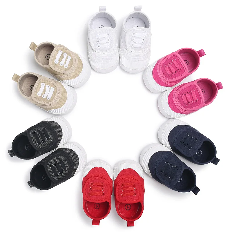 

0-18M Babies Boy Shoes Sole Soft Canvas Solid Footwear For Newborns Toddler Crib Moccasins 6 Colors Available
