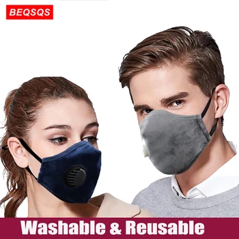 

Fashion Breath Valve PM2.5 Soft Mouth Mask Dust Pollution Mask Activated Carbon Filter Respirator Mouth-muffle for Men Women