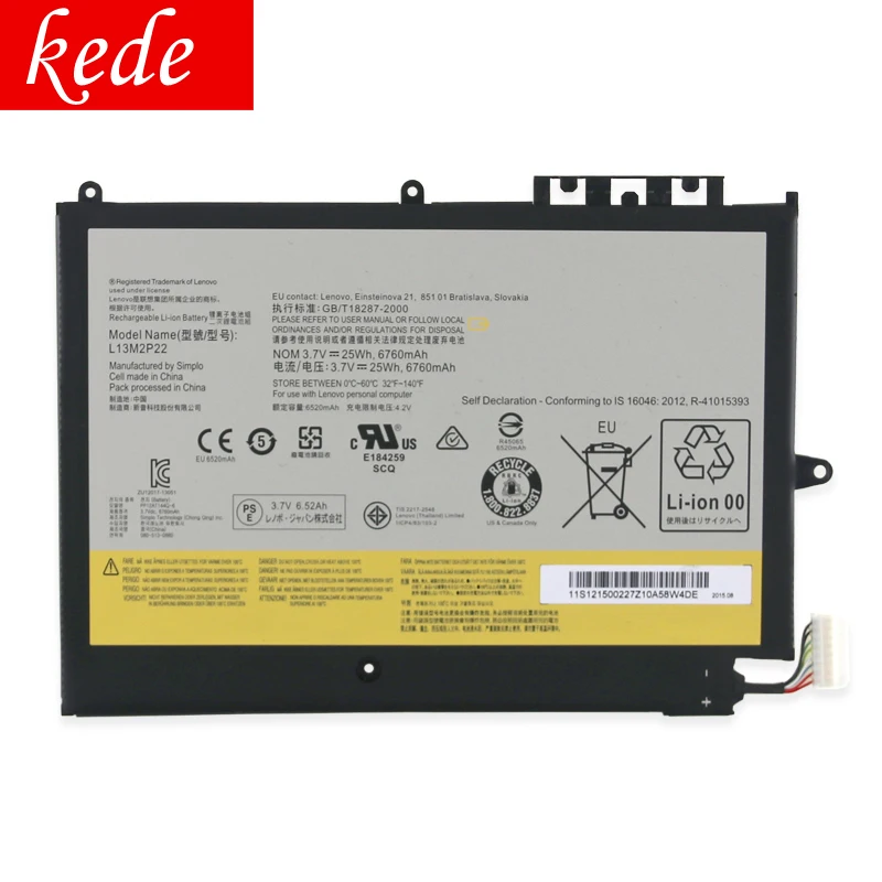 Kede Оригинальный аккумулятор для ноутбука Lenovo MIIX2 10 серии L13M2P22 L13N2P21 1ICP4/83/103