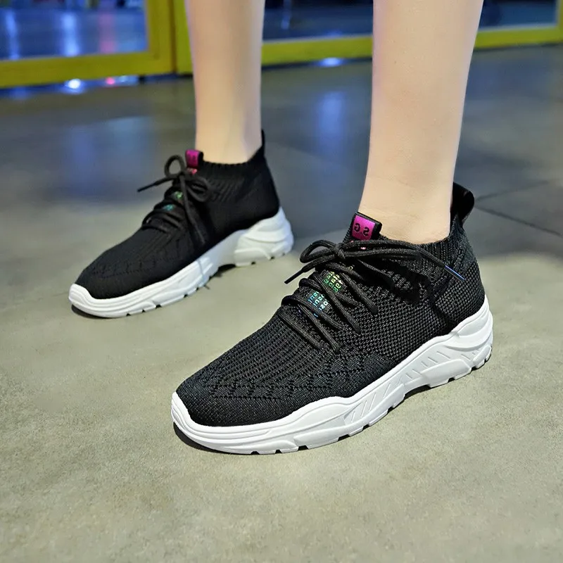 

New Sneakers Women Vulcanize Shoes Fashion Flats Walking Shoes Outdoor Casual Women Shoes Lace Up Ladies Shoes Size 35-40 C0036