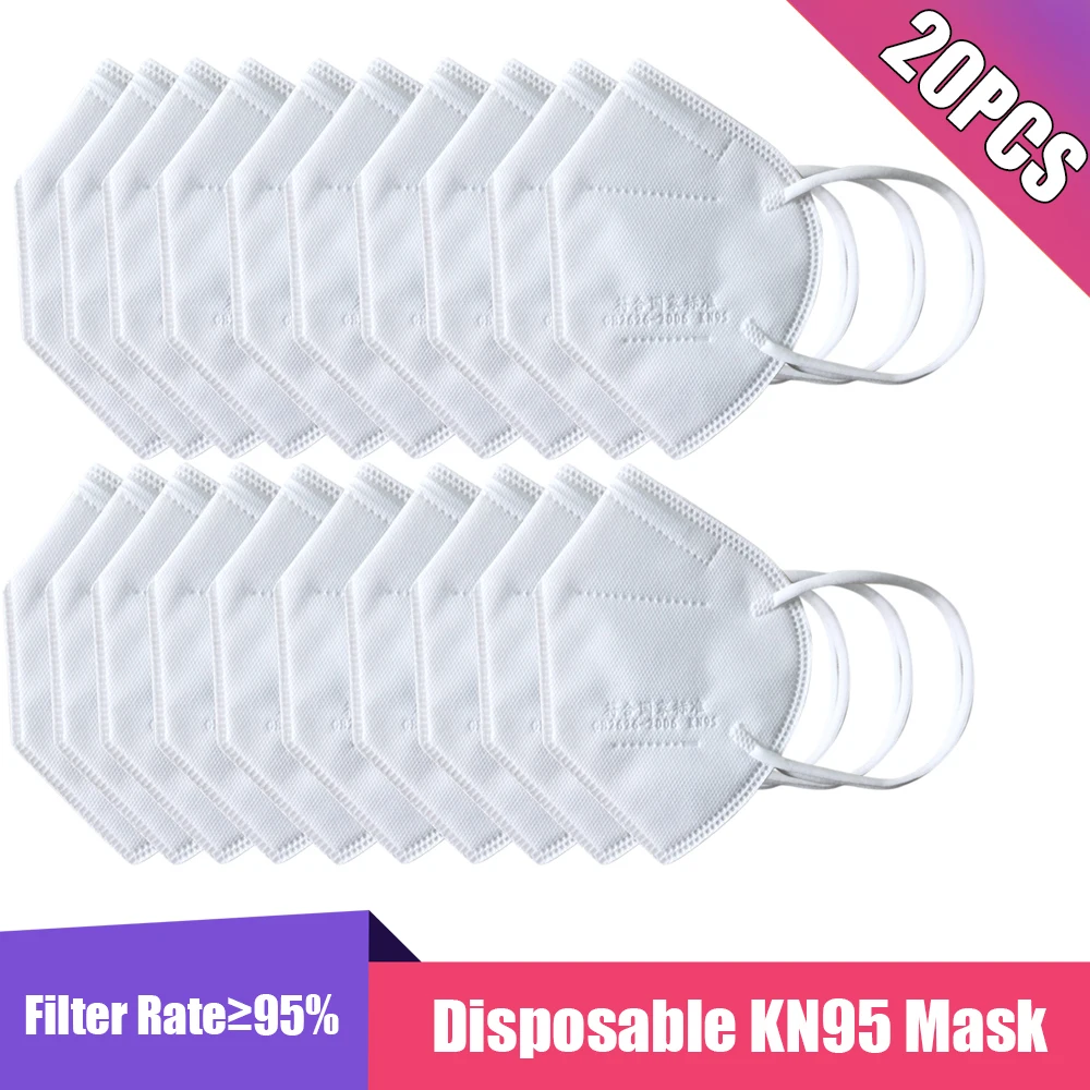 

20PCS KN95 Face Mask Anti Droplet Mask Protection Dustproof Mouth Mask Filters Face Masks Against Particles Pollution Masks