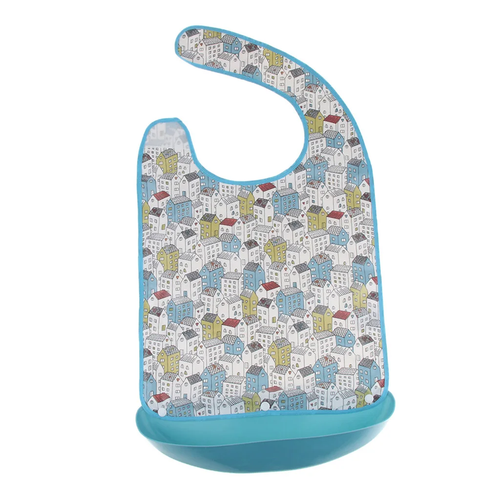 Senior Men Women Elderly Large Adult Bib Reusable Washable Clothing Mealtime Protector with Detachable Food Catcher