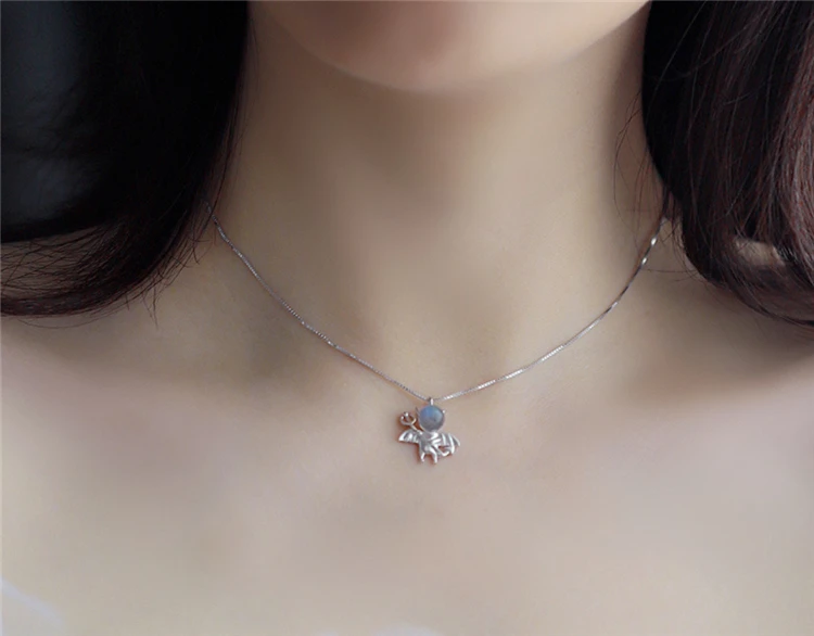 Sole Memory Moonstone милый маленький Дьявол 925 пробы Серебряная цепочка для ключицы женское ожерелье SNE499