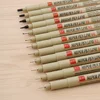 12pc Micron Neelde Soft Brush Drawing Pen Pigment 005 01 02 03 04 05 08 Brush fine point Markers pen Drawing Painting Stationery ► Photo 3/6