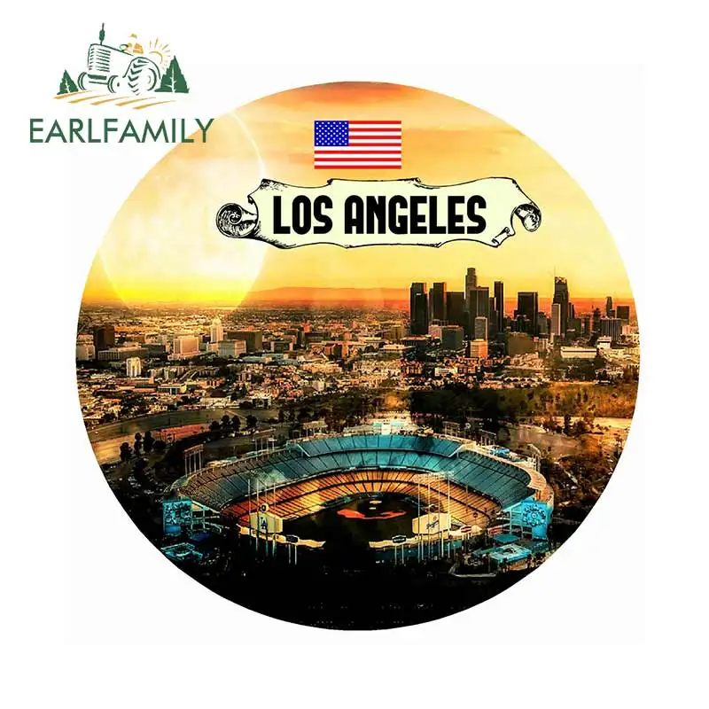 

EARLFAMILY 13 см x 13 см Стайлинг автомобиля Лос-Анджелес США круглый сувенир новинка магнитные наклейки на холодильник для автомобиля графика мотоцикла
