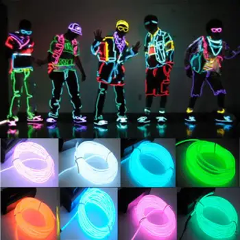 

1pc 3M Flexible EL Wire Tube Rope Battery Powered Flexible Neon Light Car Party Wedding Decoration With Controller Super Bright!