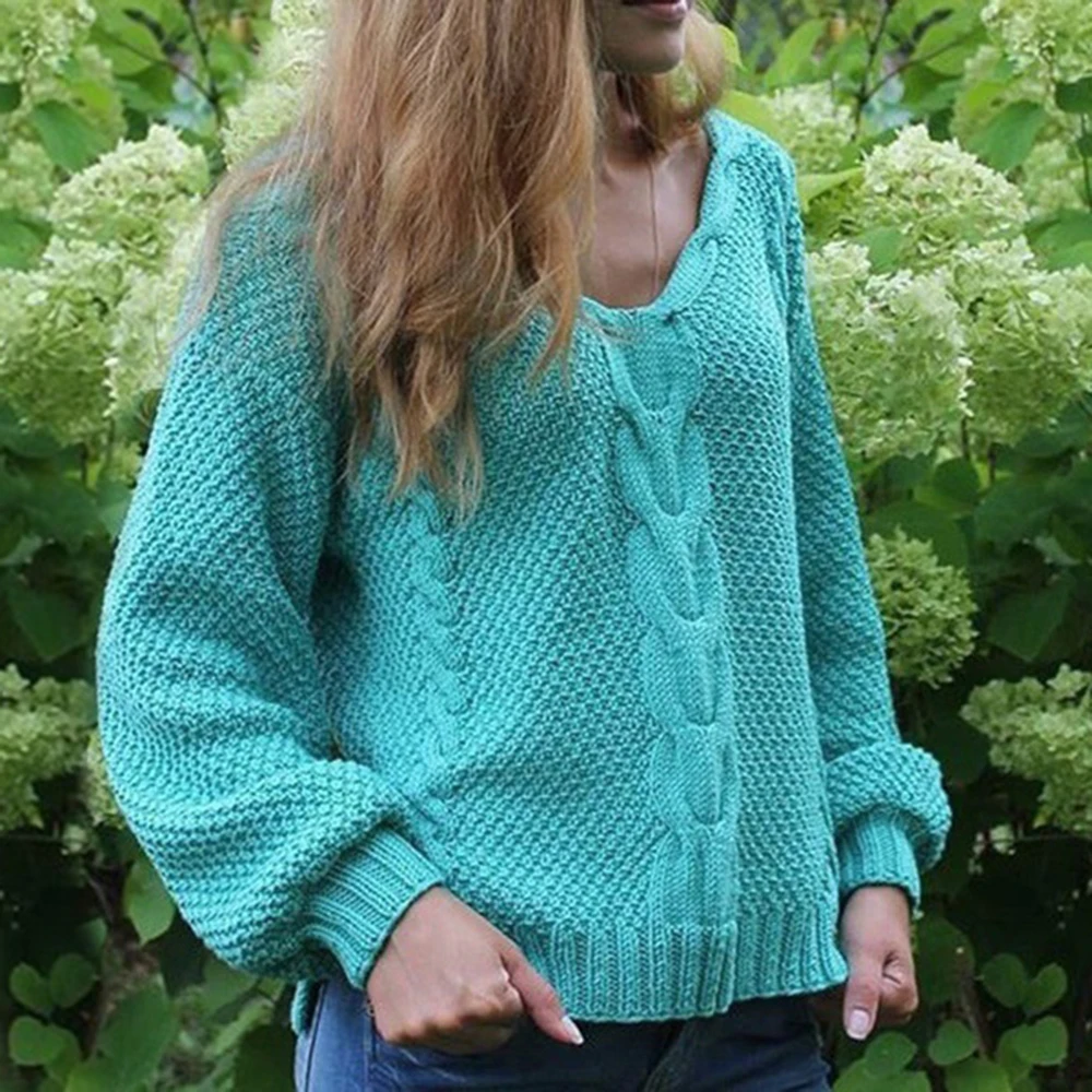 Autumn Winter Loose Women Sweater Knitted Tops Women's Pullover Oversized Casual Solid Women's Sweater Tops Coats