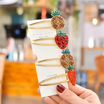 

One Character Clip Headdress Korea Rhinestone Clip Simple Fruit Cartoon Hair Clip Small Duck Beak Clip Side Hair