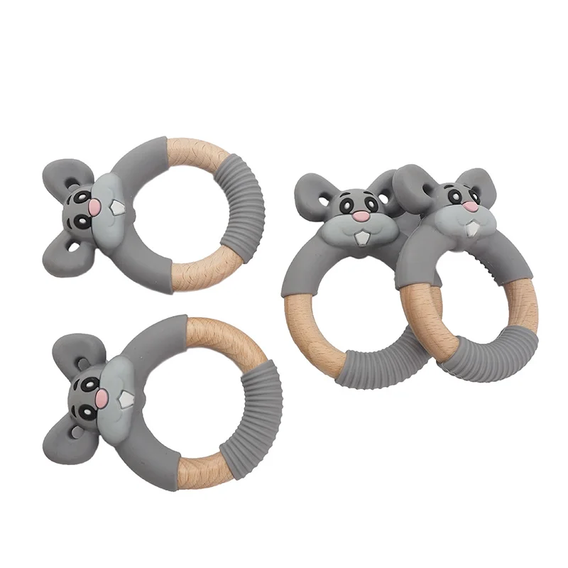 Chenkai 1PCS BPA Free Silicone Cute Mouse Rodent Teether Baby Teething Health Care For Infant Chewing Sensory Newborn Gifts