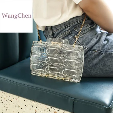 New 2021 Trend Transparent Clear Jelly Acrylic Box Handbag For Women  Elegant Evening Party Clutch Purse with Scarves Female - AliExpress