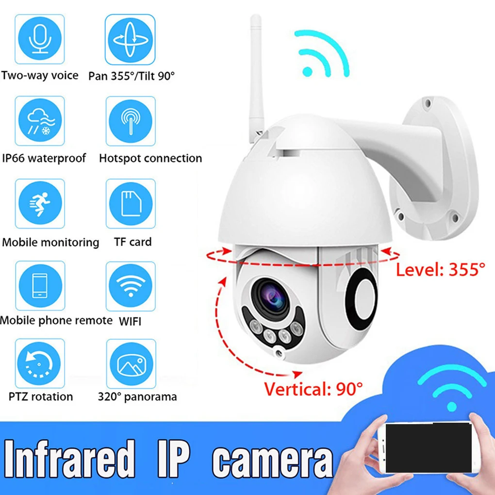 

Outdoor 1080P Camera Rotation Wifi Video Recorder Home Office IP66 Waterproof DVR US Plug