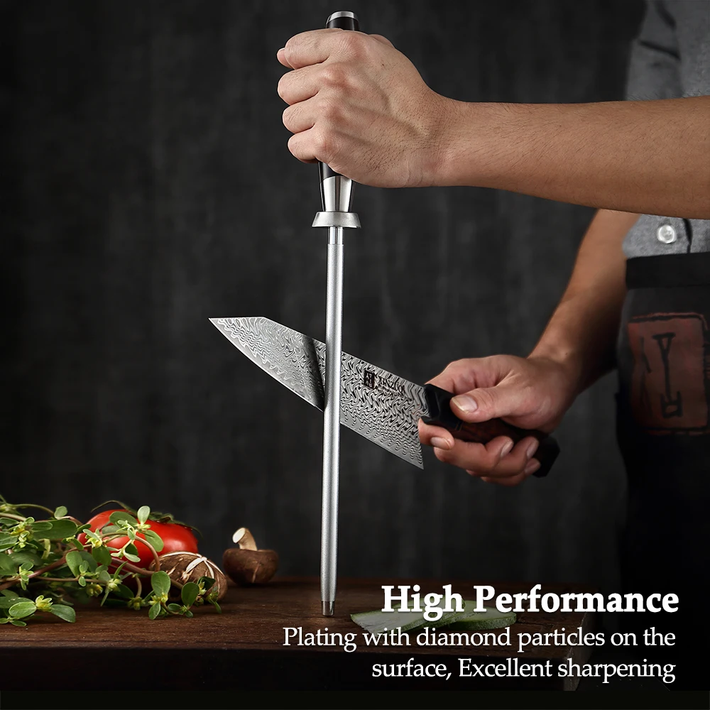 Kitchen Knife Sharpener XINZUO Knife Sharpener Rod Grinder Durable High Carbon Stainless Steel Honing Steel Diamond Sharpener Knife Kitchen Tools