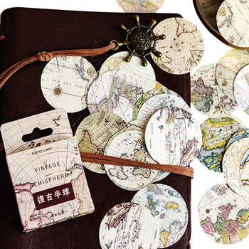 

46pcs/box Retro Hemisphere Series Sticker Japanese Washi Paper Vintage Lable Decoration Album Seal Diy Scrapbooking