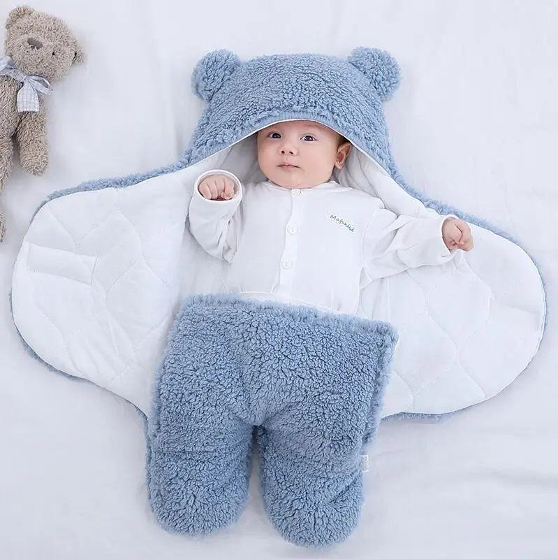 Tanie Śpiwór dla dziecka noworodka jesień/zima pikowana kołdra anty-kopniak miękki polar owinięty koc chłopiec i sklep