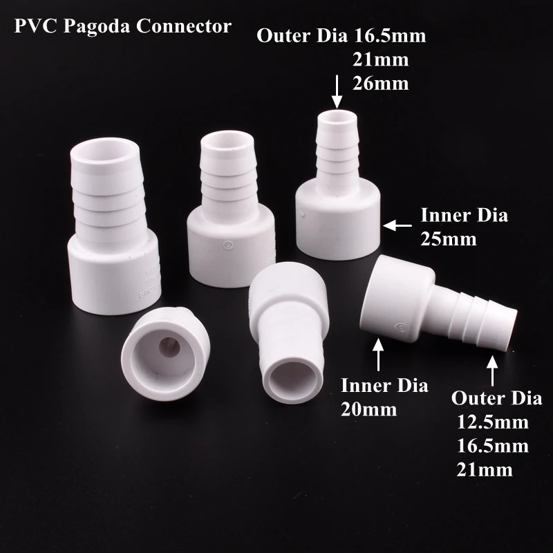 

1-5pc 12.5-26mm UPVC Pagoda Connector Aquarium Fish Tank Hose Joint Garden Watering Irrigation Water Pipe Adapter Accessories