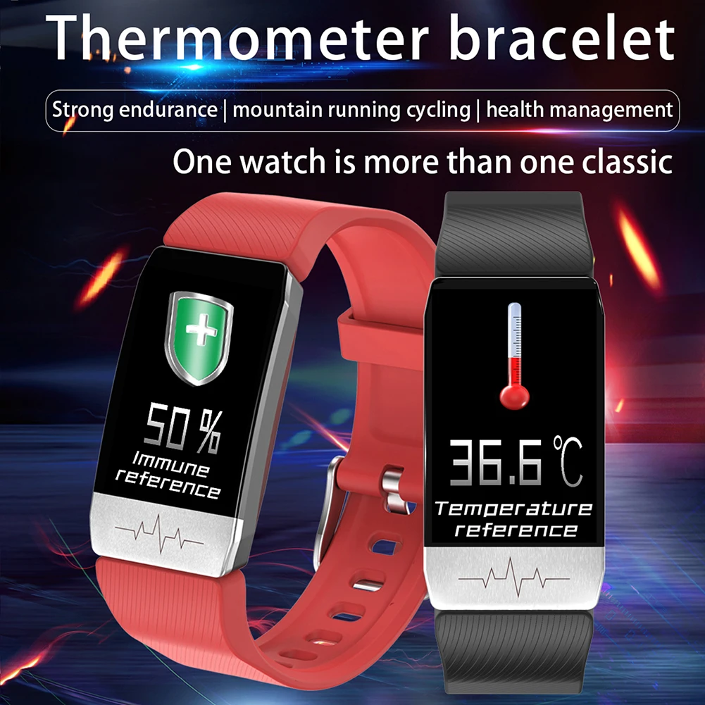 

Smart Bracelet Thermometer Body Temperature Measurement Health Wristband Waterproof Music Control Multi-sport Mode Smart Watch