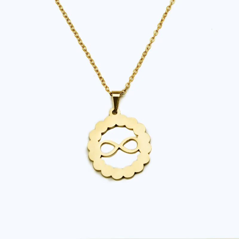 

Stainless Steel Rust Necklace And Earrings Suite Accessories Titanium Steel Circle Lace-up with Numbers 8 Pendant Europe And Ame