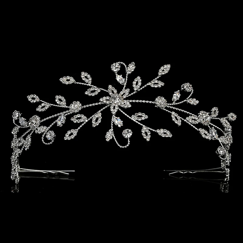 Headpiece Hadiyana Simple Flower And Leaf Shape Women Party Headband Wedding Hair Accessories Zirconia Bc4971 Corona Princesa