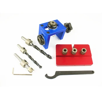 

Pocket Hole Jig Kit Step Drilling Dowelling Jig Set Carpentry Wood Dowel Drilling Guide Locator Tool Gauge Fixed Clamps Tools