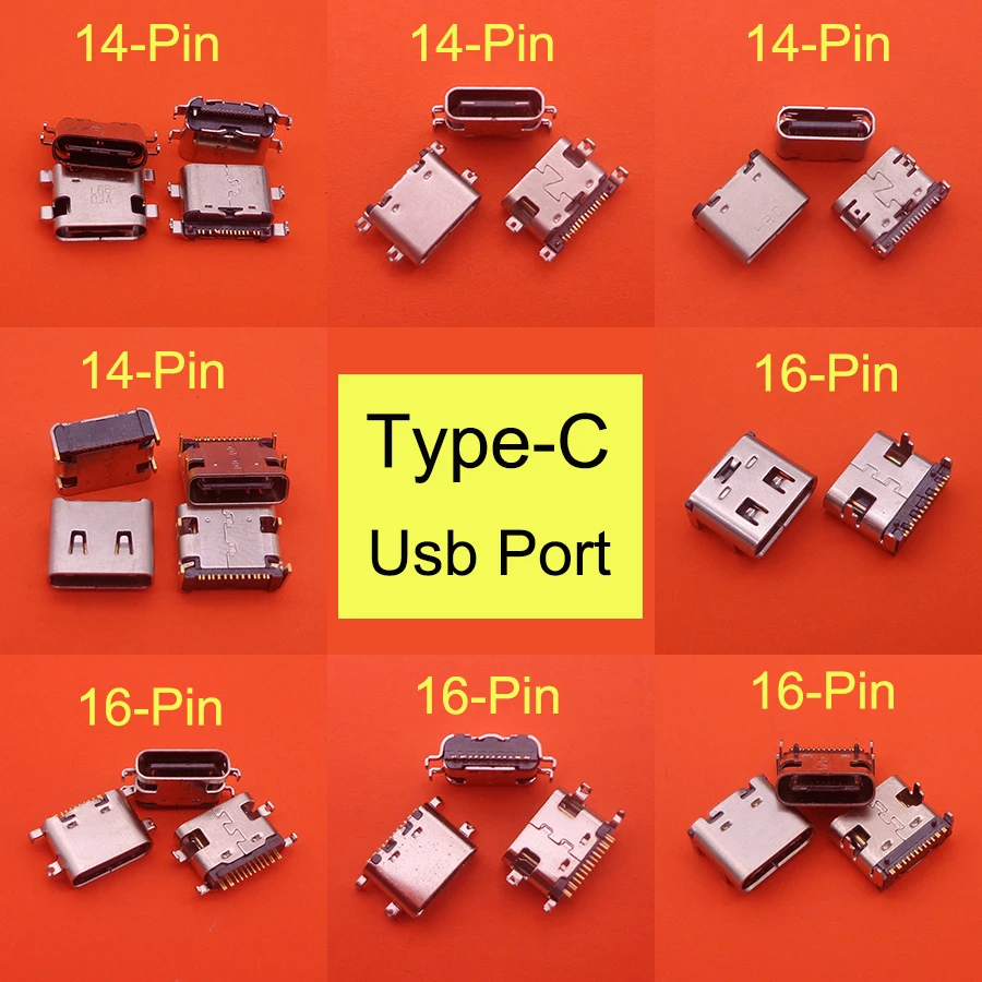 2шт USB разъем 3 1 Type C 14pin и 16pin SMD 90 градусов гнездовой для Мобильный телефон порт