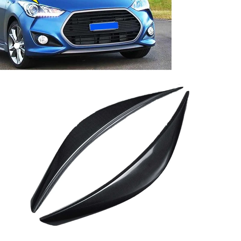 

2Pcs Carbon Fiber Car Headlight Cover Eyebrows Car Head Light Cover Sticker Frame Protector for Hyundai Veloster 2011-2016
