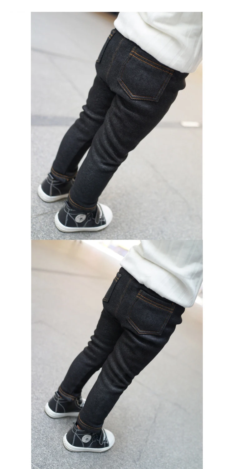 Новинка; плотные джинсы для девочек; штаны для мальчиков; зимние длинные брюки для маленьких мальчиков; теплые плотные леггинсы в Корейском стиле для девочек