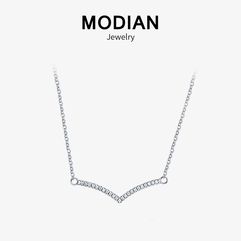 Modian, простая модная подвеска из кубического циркония, настоящее 925 пробы, серебряная цепочка, цепочка, ожерелье для женщин, свадебные Серебряные украшения