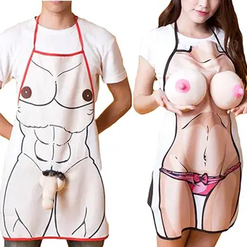 

Adjustable Funny Cooking Apron Sexy Kitchen Dinner Party Baking Aprons For Woman And Man Delantales BBQ Party Cartoon Apron