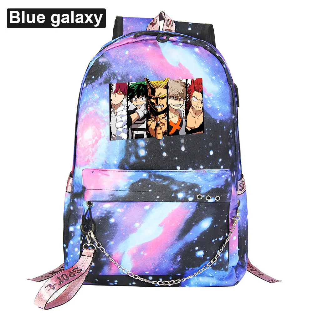 Рюкзак My Hero Academy Plus Ultra USB, школьные сумки, черный, розовый, Mochila, дорожные сумки, рюкзак на цепочке для ноутбука, с usb-портом