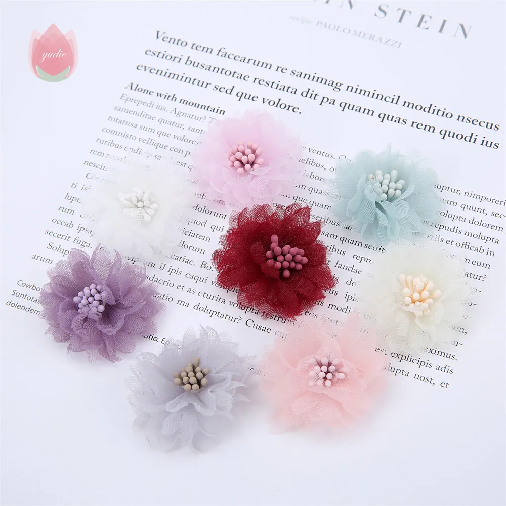 10Pcs 4Cm Chiffon Artificial Flowers Head Room Wedding Decoration Home Accessories Diy Fake Flower Christmas New Year Decor 2022