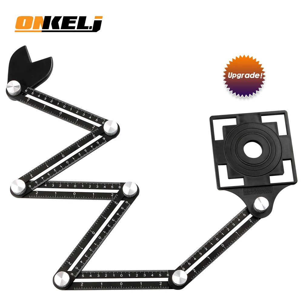 ONKEL.J Universal Opening Locator Tile Hole Tool Masonry Glass Fixed Angle Measuring Ruler Universal Angular 4/6/12 slides fold afbeelding