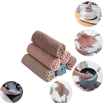 

Kitchen Anti-grease Wipping Rags Efficient Super Absorbent Microfiber Cleaning Cloth Washing Dish Tool Household Cleaning Towel