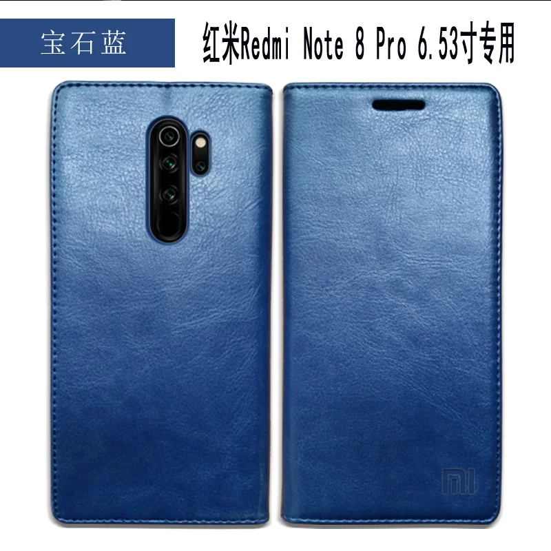 Для Xiaomi Redmi Note 8 Pro Чехол для телефона чехол из натуральной кожи Защитная сумка для телефона флип-чехол для Xiaomi Redmi Note 8 чехол s - Цвет: Blue