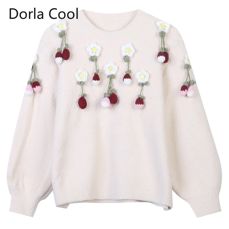 

New Loose Sweaters For Women Luxury Embroidery Florals Thick O-neck Pullovers 2020 Autumn Winter lady's Chic Tops Party Clothing