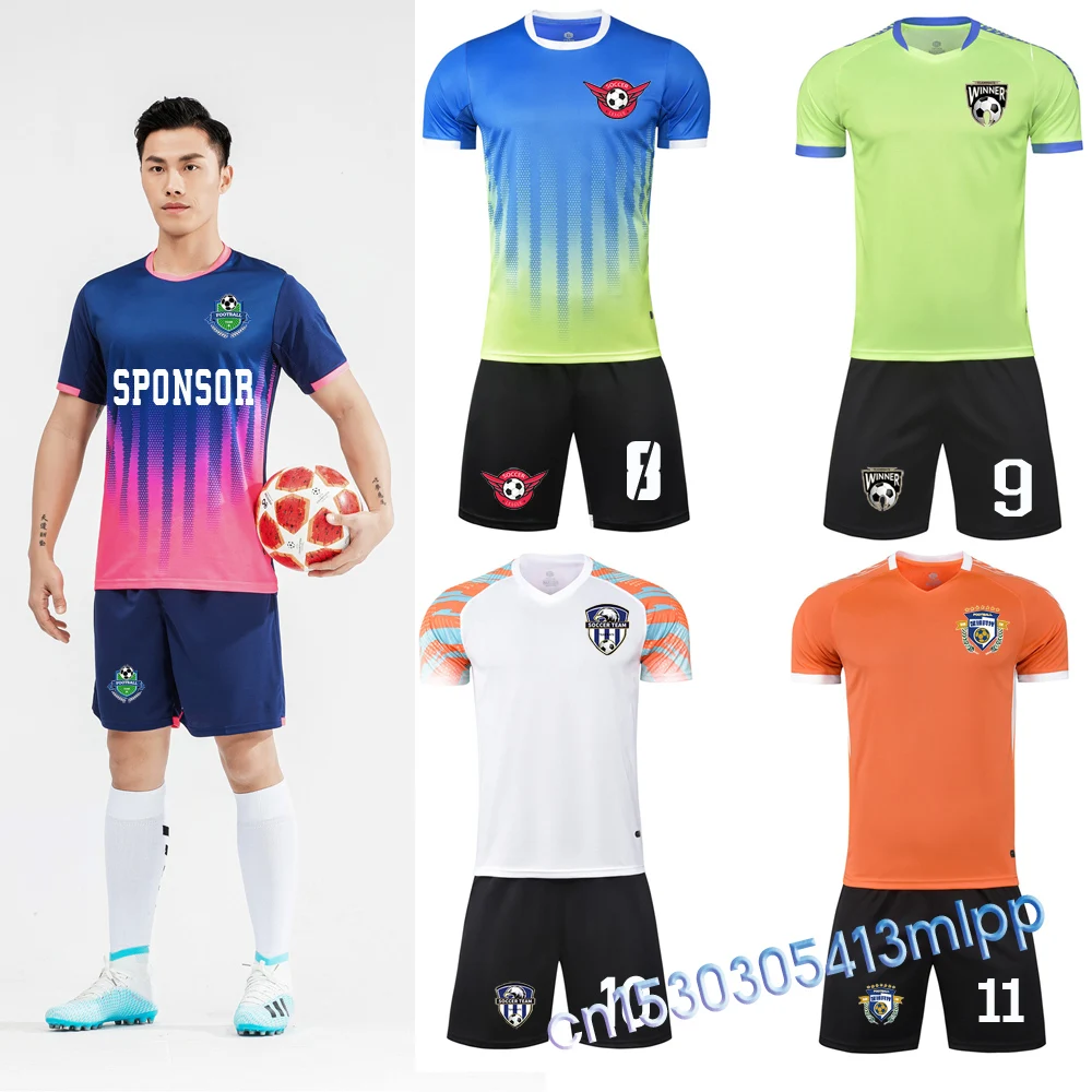 21 Children Football Jerseys Men Boys Soccer Shirts Sets Short Sleeve