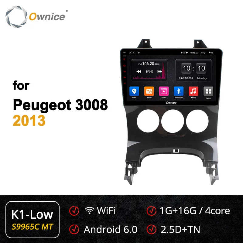 Ownice k3 k5 k6 Android 9,0 Octa Core Автомобильный мультимедийный DVD плеер для PEUGEOT 3008 2013 2Din радио 4 аппарат не привязан к оператору сотовой связи DSP 360 панорама оптического волокна - Цвет: S9965-1 K1 LOW