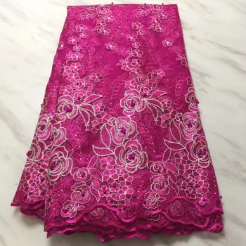 

New Arrival Net Lace Fabric bluak Beaded And Stones French Lace Fabric 2018 High Quality French Lace Fabric Wedding PL2917