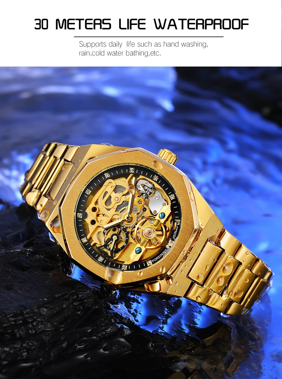2021 Forsining Top Brand Luxury Automatic Mechanical Watch Luminous Three Eyes Six Needles Skeleton Male Wrist Watch Wrist Clock