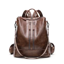 Рюкзак женский стиль корейский стиль универсальный модный масло воск кожа воловья натуральная кожа большой емкости Мягкий