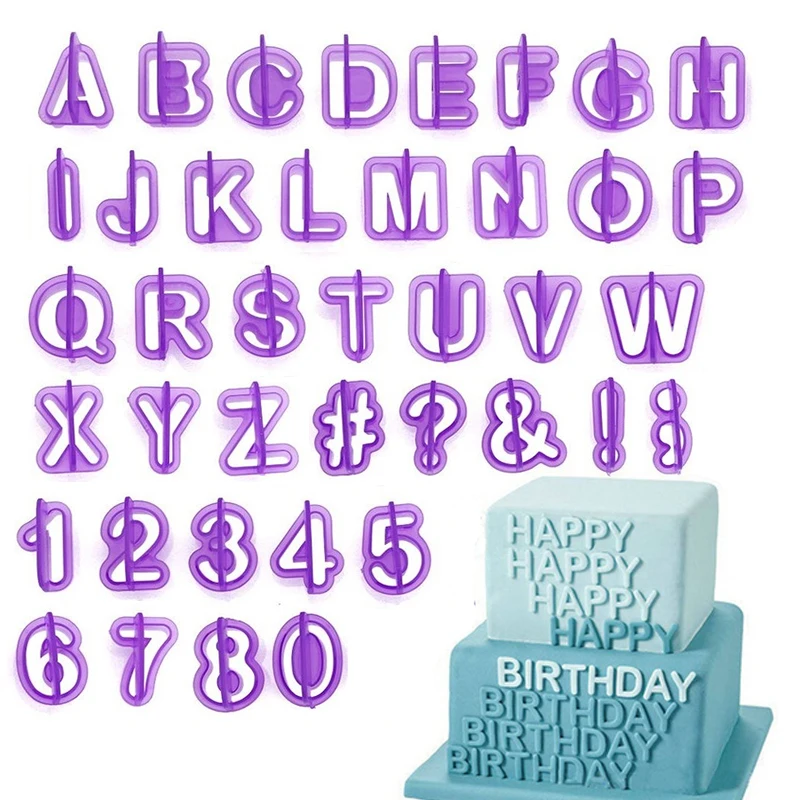 40 Teile/satz Alphabet Kuchen Formen Figur Kunststoff Brief Fondant Form Cookie Cutter Anzahl Kuchen Form DIY Backen Dekorieren Werkzeuge – Detail 1