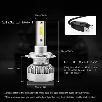 

Lights LED Headlight Bulbs 2PCS TXVSO8 COB 110W 20000LM High Low 6000K