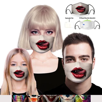 

Color Cosplayer Big Mouth Series Skull Face Mask Printing Fabric Mask Protective PM 2.5 Mouth-Muffle Dust Washable Reusable Mask