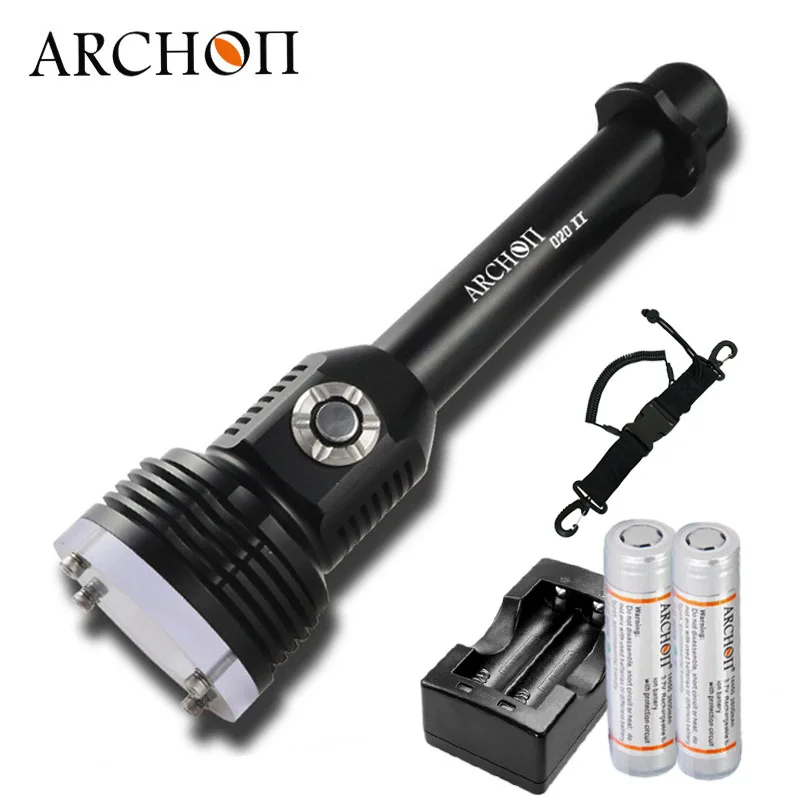 Мощный светодиодный карманный фонарик для дайвинга ARCHON D20-II фонарь для дайвинга 1200LM фонарик 18650 Подводный фонарь для дайверов