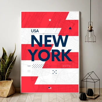 

New York City map minimalist style Canvas Poster Home Wall Decor (No Frame)