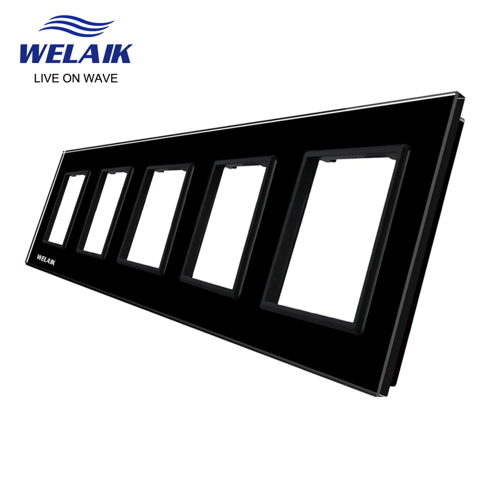 EU 5Frame 364*80mm Wall Socket Outlet Square Hole Crystal Tempered Glass Panel Only DIY Parts A58W1 smart wall switch wall touch switch socket light switch cover switch glass panel